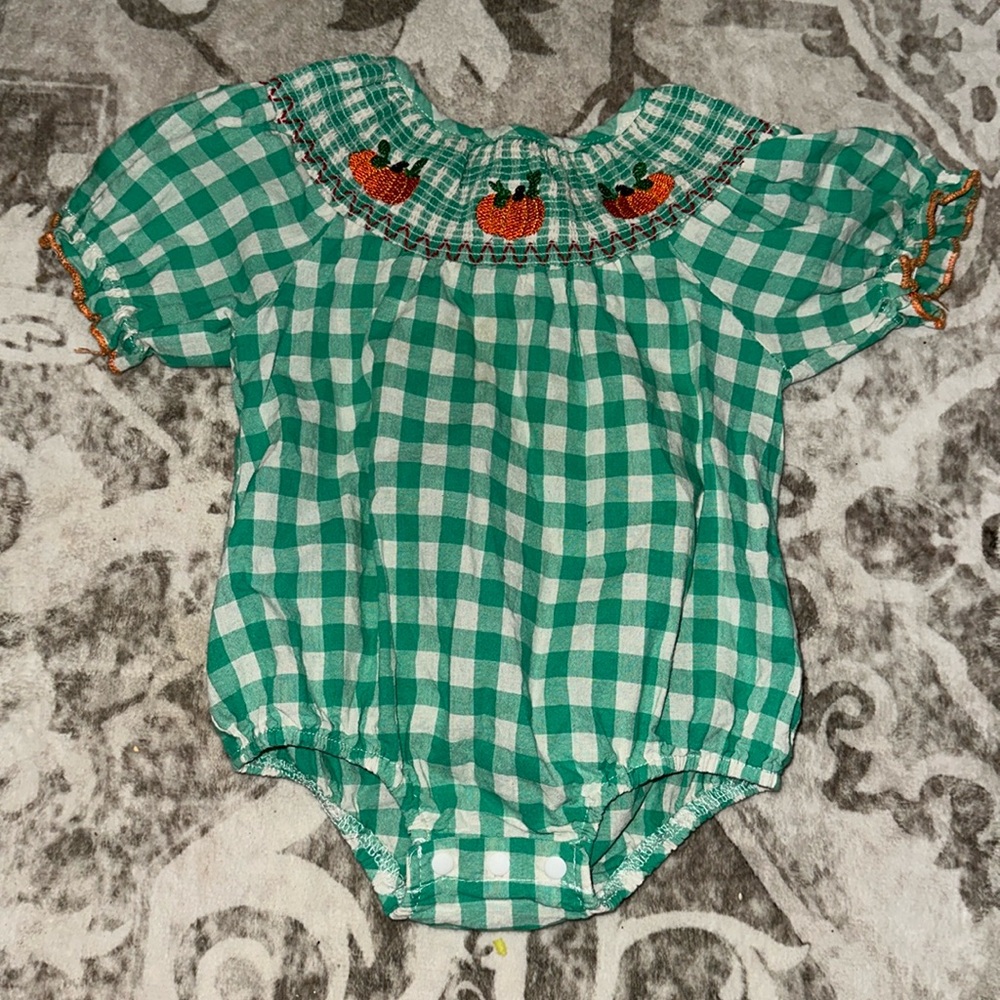18 month pumpkin smocked bubble